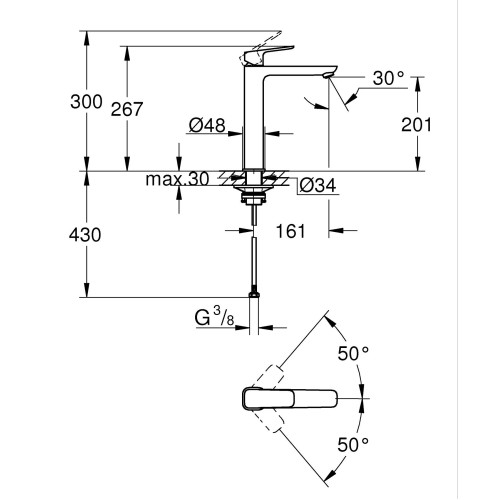 Одноважільний змішувач для раковини XL-розміру Grohe Cubeo (1017292430)