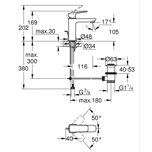 Однорычажный смеситель для раковины Grohe Cubeo M-размера (1017490000)