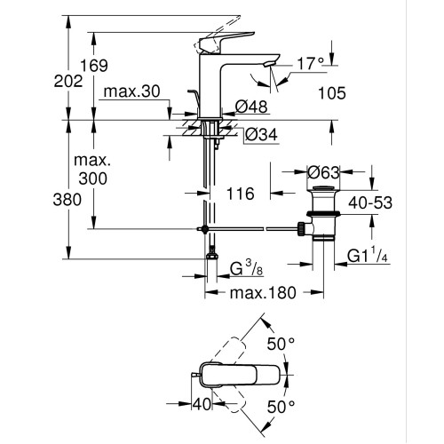 Однорычажный смеситель для раковины Grohe Cubeo M-размера (1017492430)