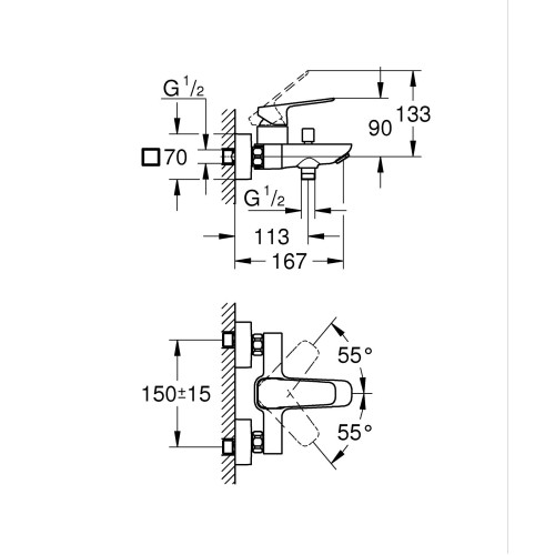 Одноважільний змішувач для ванни Grohe Cubeo (1018130000)