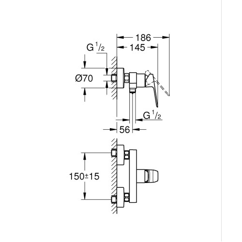 Одноважільний змішувач для душу Grohe Cubeo (1018242430)
