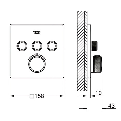 Термостат прихованого монтажу з 3 кнопками управління Grohe Grohtherm SmartControl (102167KF00)
