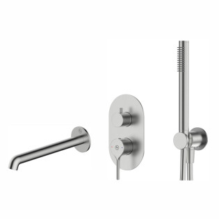 2039-401-21 SILVIA PVD BRUSHED NICKEL Змішувач для ванни внутрішнього монтажу з душ. комплектом