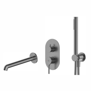 2039-401-41 SILVIA PVD BRUSHED GUN METAL Змішувач для ванни внутрішнього монтажу з душ. комплектом