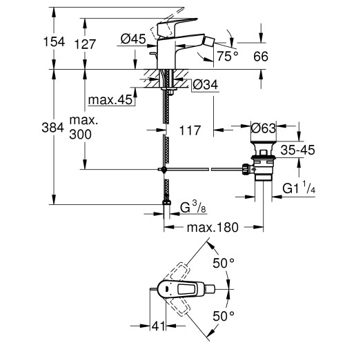 Змішувач для біде Grohe BauLoop New (23338001)