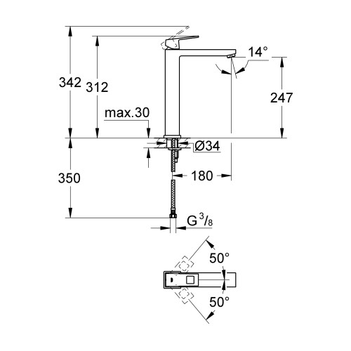 Смеситель на столешницу для раковины XL-размера Grohe Eurocube (23406000)