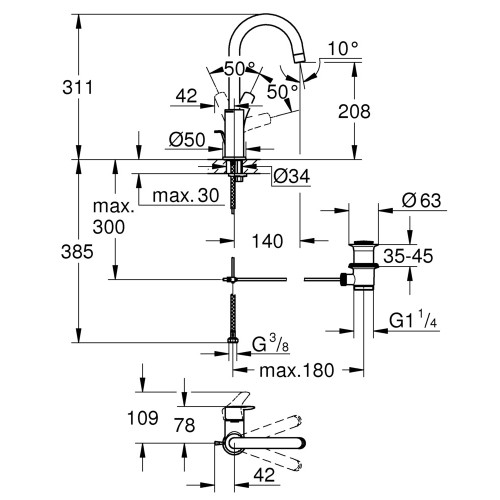 Смеситель для раковины L-размера Grohe Eurosmart New (23537003)