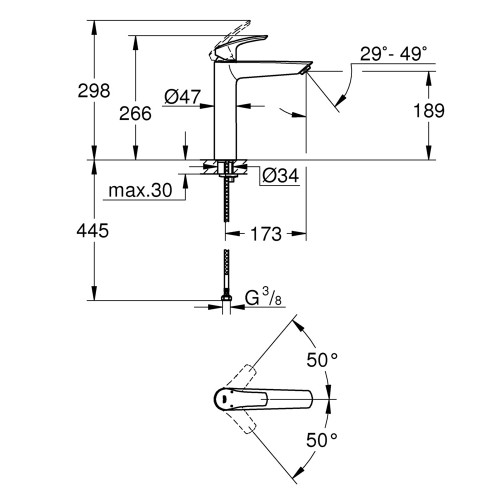 Змішувач на стільницю для раковини XL-розміру Grohe Eurosmart New (23971003)