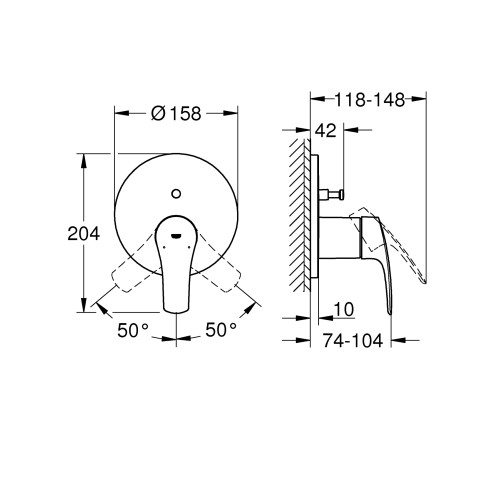 Змішувач прихованого монтажу на 2 споживача Grohe Eurosmart New (24043003)