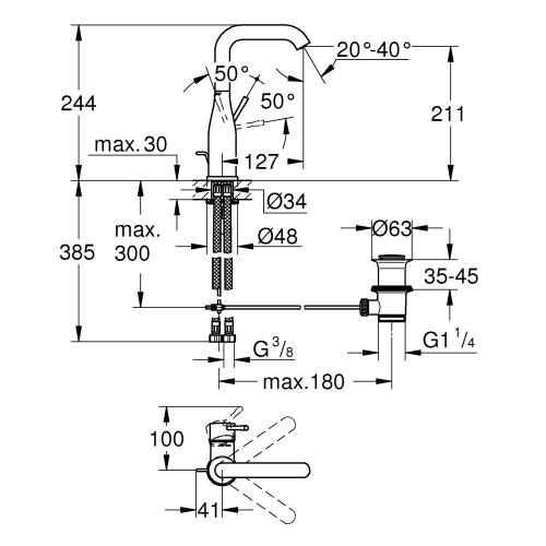 Змішувач для раковини L-розміру Grohe Essence New (24174001)