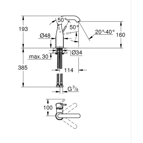 Смеситель однорычажный для раковины M-Size Grohe Essence (24176KF1)