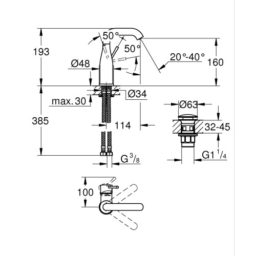 Смеситель для раковины Grohe Essence New (24181001)