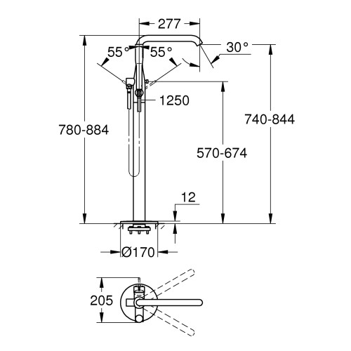 Змішувач для ванни для підлоги монтажу Grohe Essence New (25248001)