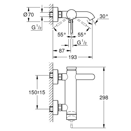 Змішувач для ванни Grohe Essence New (25250001)