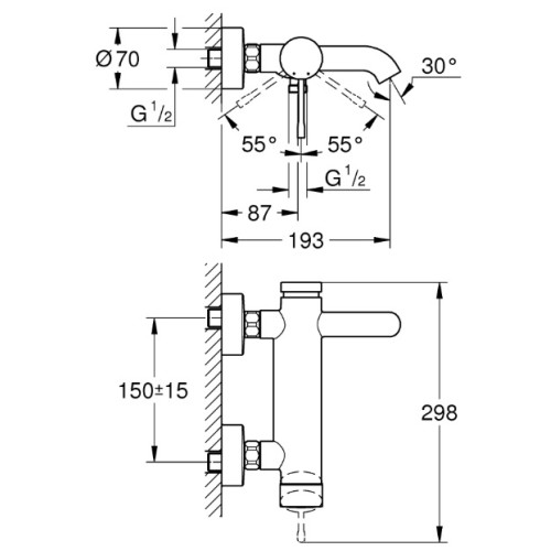 Одноважільний змішувач для ванни Grohe Essence (25250KF1)