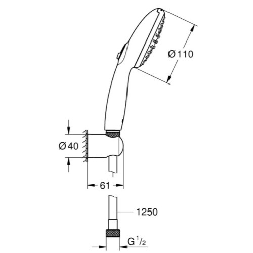 Душовий набір Grohe Tempesta 110 2 режими струменя (Rain, Jet) (261642433)