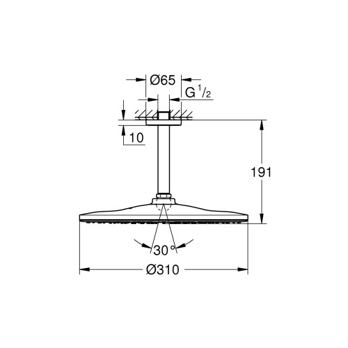 Верхній душ із стельовим кронштейном Grohe Rainshower Mono (26560000)