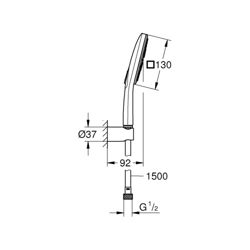 Душовий набір з тримачем, 3 режими струменя Grohe Rainshower SmartActive (26589000)
