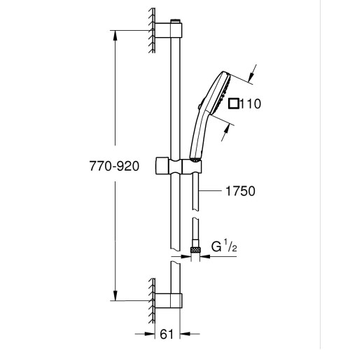 Душевой гарнитур Grohe Tempesta Cube 110, 2 режима (26908003)
