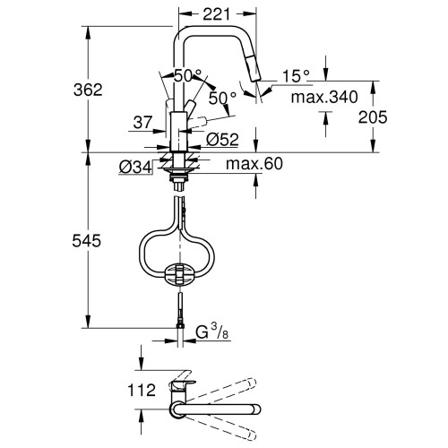 Змішувач для кухні Grohe Eurosmart (30619000)