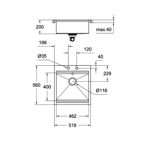 Кухонная мойка K800 (50 cm) Grohe EX-2 Sink (31583SD0)