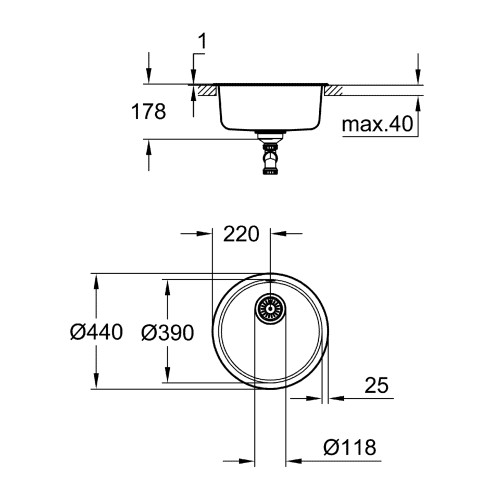 Мийка для кухні з нержавіючої сталі Grohe K200 (31720SD0)