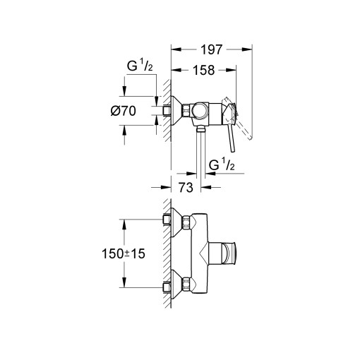 Змішувач для душу Grohe BauClassic (32867000)
