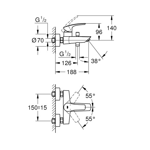 Змішувач для ванни Grohe Eurosmart New (33300003)