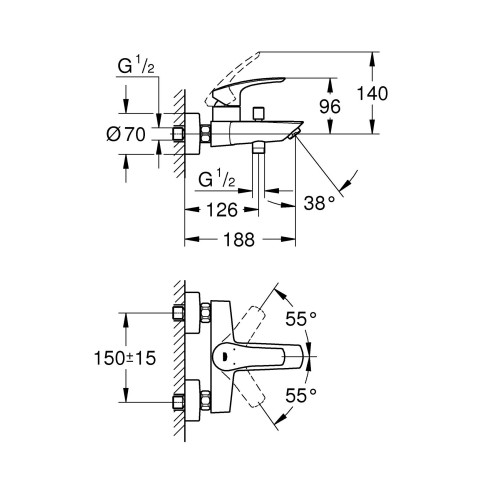 Смеситель для ванны Grohe Eurosmart (333002433)
