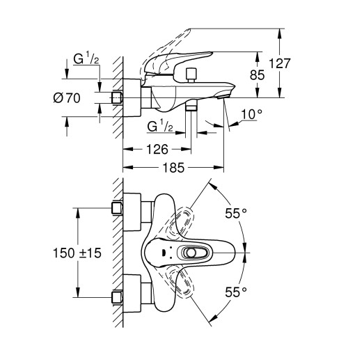 Змішувач для ванної Grohe Eurostyle (33591LS3)