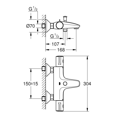 Смеситель для ванной с термостатом Grohe Grohtherm 800 (34567000)