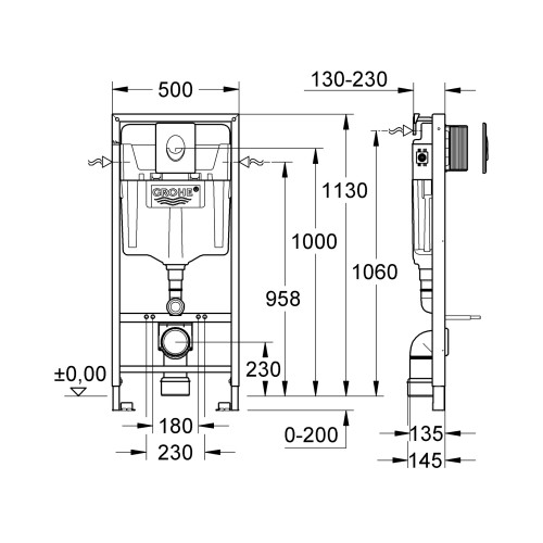 Система інсталяції для унітазу 3 до 1 Grohe Rapid SL (38722001)