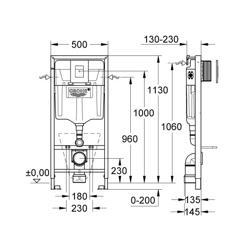 Інсталяційний комплект 5в1 для підвісного унітазу Grohe Fresh Rapid SL (38827000)