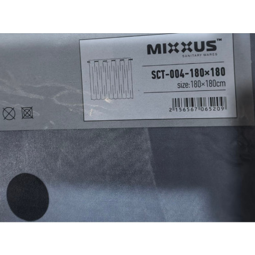 Шторка для ванної Mixxus SCT-004-180x180 з поліестеру з вбудованими кільцями (Візерунок 