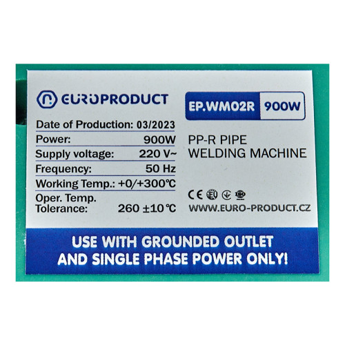 Паяльник Europroduct EP.WM02R для PPR труб, круглі насадки, 900W 20/32mm (EP6092)