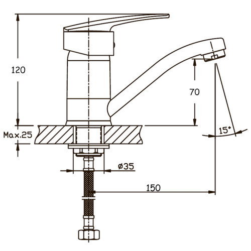 Смеситель для умывальника HAIBA AGAT 555-15CM NUT (Цвет хром) (HB0010)