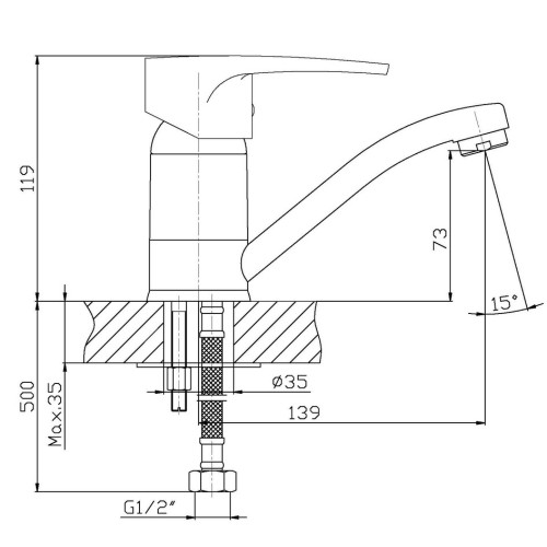 Змішувач для умивальника HAIBA CEBA 004-15CM (Колір хром) (HB0029)