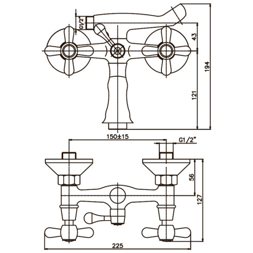 Змішувач для ванни HAIBA DOMINOX 142 SATIN (Колір сатин) (HB0066)