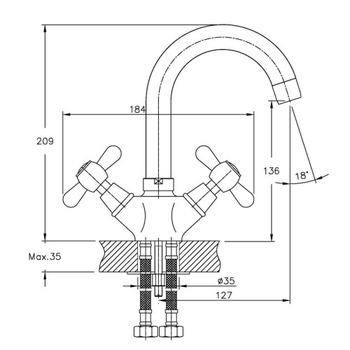 Змішувач для умивальника HAIBA DOMINOX 274 (Колір хром) (HB0087)