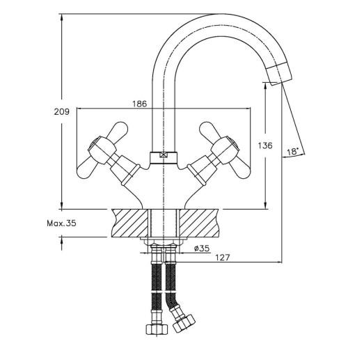 Змішувач для умивальника HAIBA DOMINOX 274 NUT (Колір хром) (HB0088)