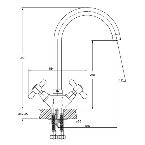 Смеситель для кухни HAIBA DOMINOX 275 (Цвет хром) (HB0090)