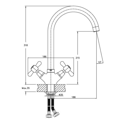 Змішувач для кухні HAIBA DOMINOX 275 NUT (Колір хром) (HB0091)