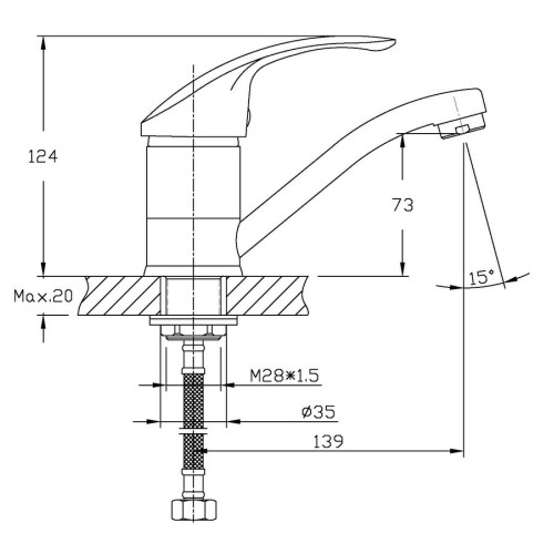 Змішувач для умивальника HAIBA FABIO 555-15CM NUT (Колір хром) (HB0106)