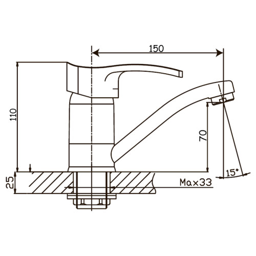 Змішувач для умивальника HAIBA FOCUS 555-15CM NUT (Колір хром) (HB0135)