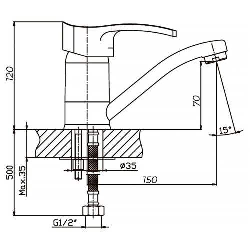 Змішувач для умивальника HAIBA HANSBERG 004-15CM MC (Колір під граніт) (HB0187)