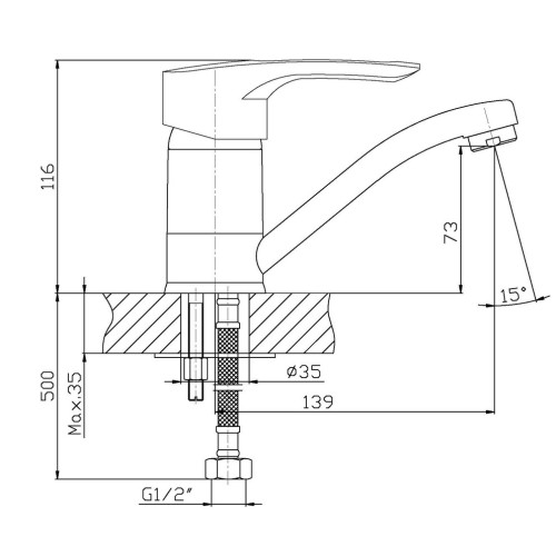 Змішувач для умивальника HAIBA HANSBERG 004-15CM (Колір хром) (HB0191)