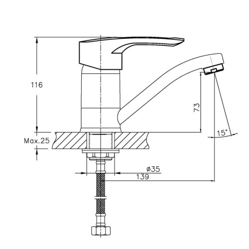 Смеситель для умывальника HAIBA HANSBERG 555-15CM NUT (Цвет хром) (HB0215)