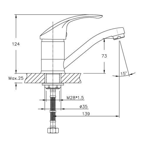Змішувач для умивальника HAIBA MARS 555-15CM NUT (Колір хром) (HB0269)