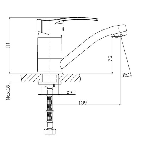 Змішувач для умивальника HAIBA ONIX 555-15CM NUT (Колір хром) (HB0324)