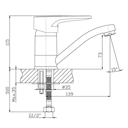 Змішувач для умивальника HAIBA OPUS 004-15CM (Колір хром) (HB0330)